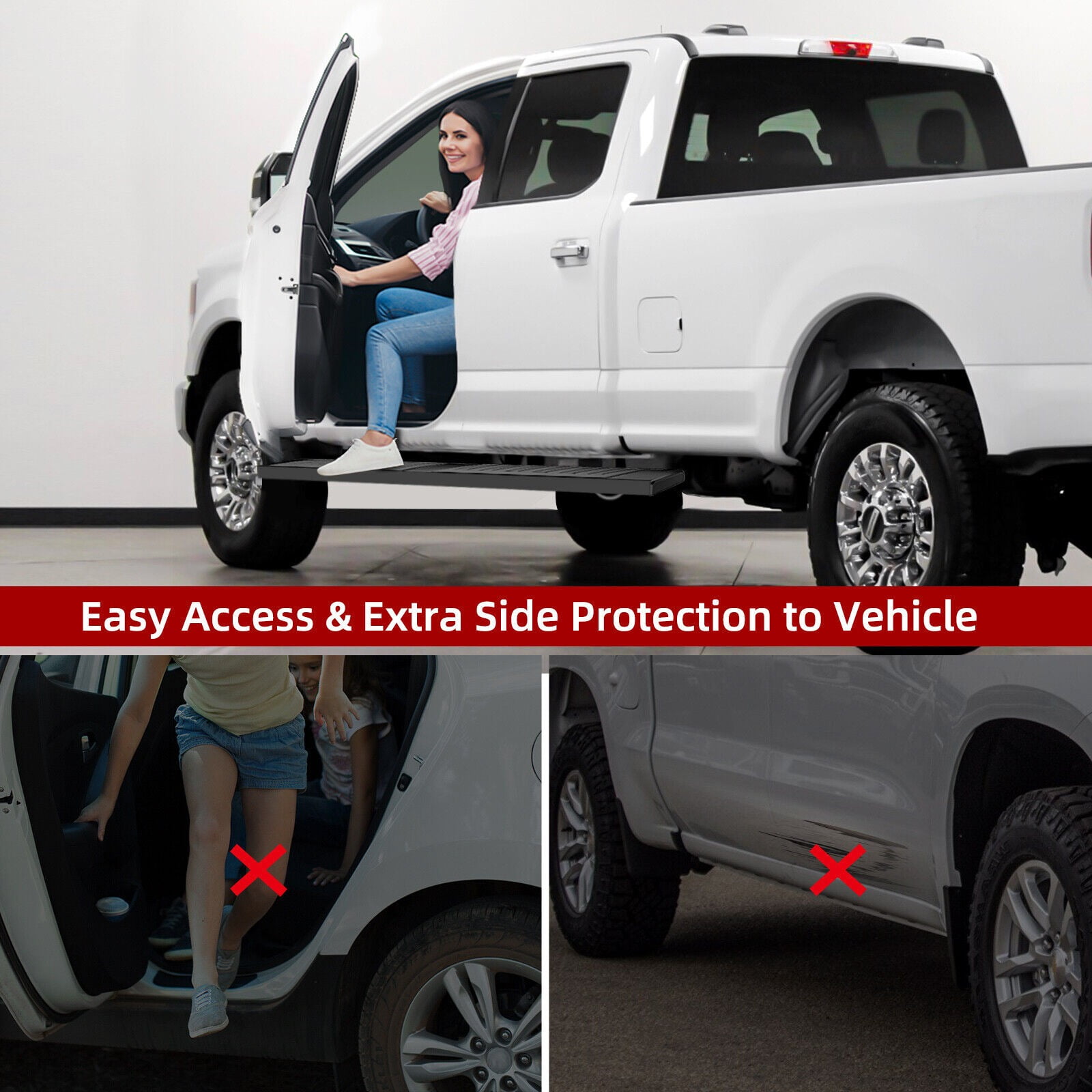 RVNI 6 inch Running Boards for 2009-2018 Dodge Ram 1500/2010-2024 Ram 2500/3500 Crew Cab Side Step Nerf Bars BLack Including 2019-2024 1500 Classic