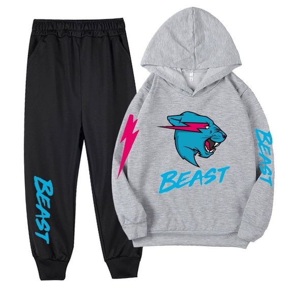 Mr-Be-ast Lightning Cat Boy's Tracksuit Pullover Hoodie Kids Jogging Sportwear Clothes Set 2 Pieces Game Outfits for Girls