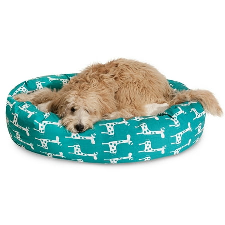 Majestic Pet Stretch Sherpa Bagel Dog Bed Machine Washable Turquoise Extra Large 52" x 35" x 11"