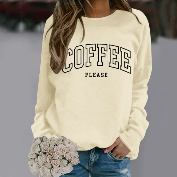Women's Sweatshirts Crew Neck Letter Printed Pullover Long Sleeve Winter Fall Tunic Fashion Y2K Tops