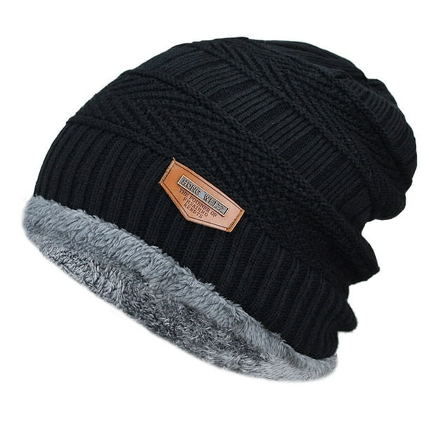 Gorro de invierno Temacd para hombre, unisex, de punto, de forro polar grueso, suave y resistente al frío, de felpa, para uso diario.