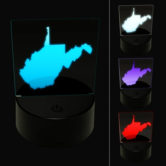 West Virginia State Silhouette LED Night Light Sign 3D Illusion Desk Nightstand Lamp