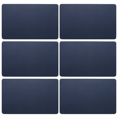 

6Pcs Placemats Heat Insulation Cup Pads Non-slip Faux Leather Mat Dining Table Coaster Blue Light Gray