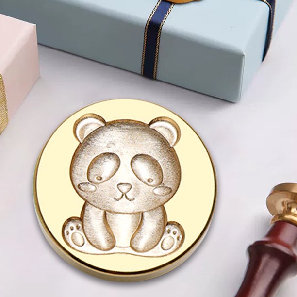 Cabeza De Sello Cabeza de sello de forma redonda Cabeza de cobre en relieve 3D para tarjeta de boda (Panda)