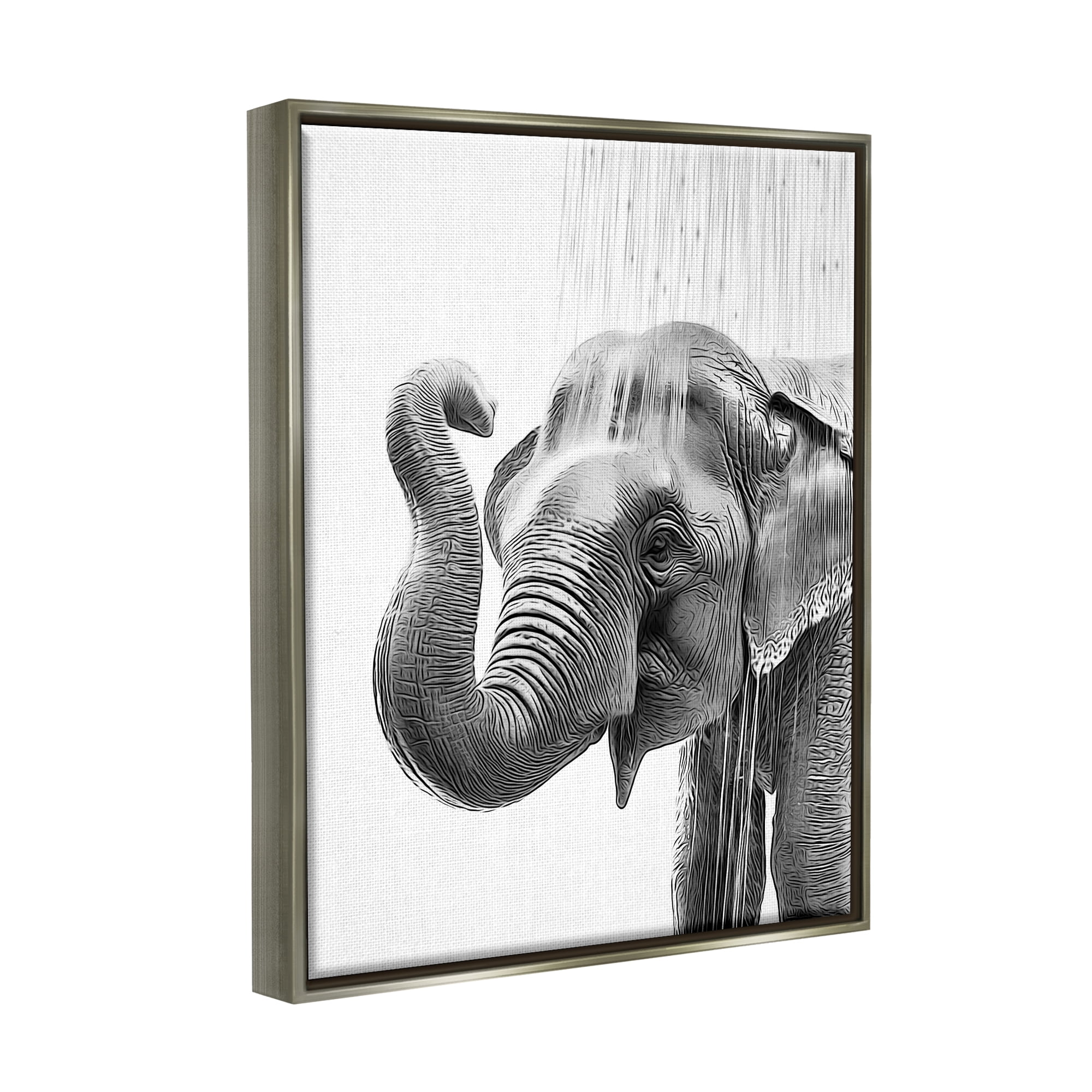 Stupell Industries Elephant Bathroom Splash Animals & Insects Painting Gray Floater Framed Canvas Art Print Wall Art, 25 x 31