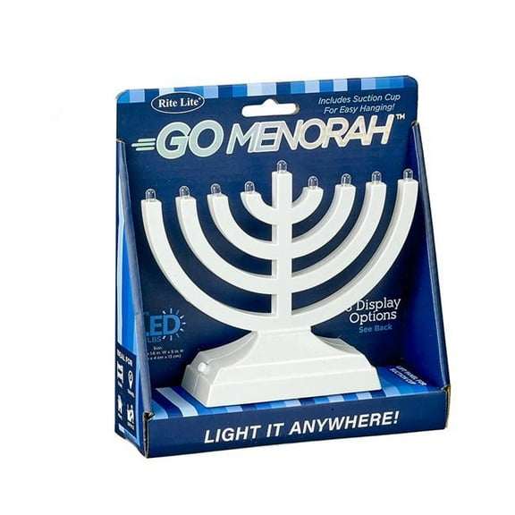 Rite Lite JRN-600-PW 6 x 5 in. Go Menorah - Light it Anywhere LED, Battery & USB Electric Candle Holder, Pearl White