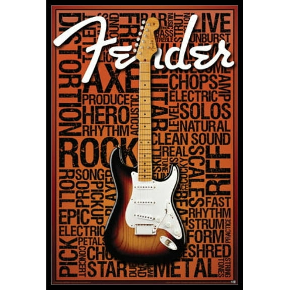 Fender - Words Laminated & Framed Poster (24 x 36)