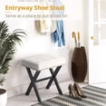 thumbnail image 3 of Dycanpo Vanity Stool with Metal X Legs, Small Ottomans or Footstools for Makeup Room, White Leather, 3 of 10