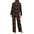 thumbnail image 6 of DISNIMO Candy Flower Printed Women'S Pajama Sets Christmas 2 Piece Pj Sets Long Sleeve Top Wide Leg Pants Casual V Neck Sleepwear Loungewear Button Down Nightwear with Pockets, S, 6 of 7