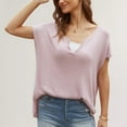 thumbnail image 2 of Sexlip Womens Short Sleeve V Neck Blouse Tie Back Design Soft Fabric Relaxed Silhouette for Casual Outings Pink L, 2 of 6