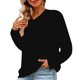 thumbnail image 1 of Gibobby Camisa De Invierno Sudadera informal holgada con cuello redondo y manga larga bordada de Color sólido para mujer（Negro， L), 1 of 5