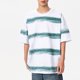thumbnail image 1 of Blusas y camisas de manga corta y cuello redondo para hombre, blusas casuales de rayas de color liso con lazo y cuello redondo, de manga corta y concisas para hombre., 1 of 6