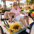 thumbnail image 3 of Golf Cart Seat Covers for 2 Seater,Botanical Sunflowers Microfiber Cart Seat Towel Blanket,Farmhouse Watercolor Flowers Leaves Absorbent NonSlip Bench Seats Protector for Golf Course 51"x31", 3 of 9