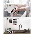 thumbnail image 5 of Pink Flowers Kitchen Dish Towels for Drying Dishes Set of 3, Spring Floral Butterflies Black White Striped Farmhouse Waffle Weave Microfiber Hand Tea Bathroom Towels Quick Dry & Absorbent Towel 12x12, 5 of 7
