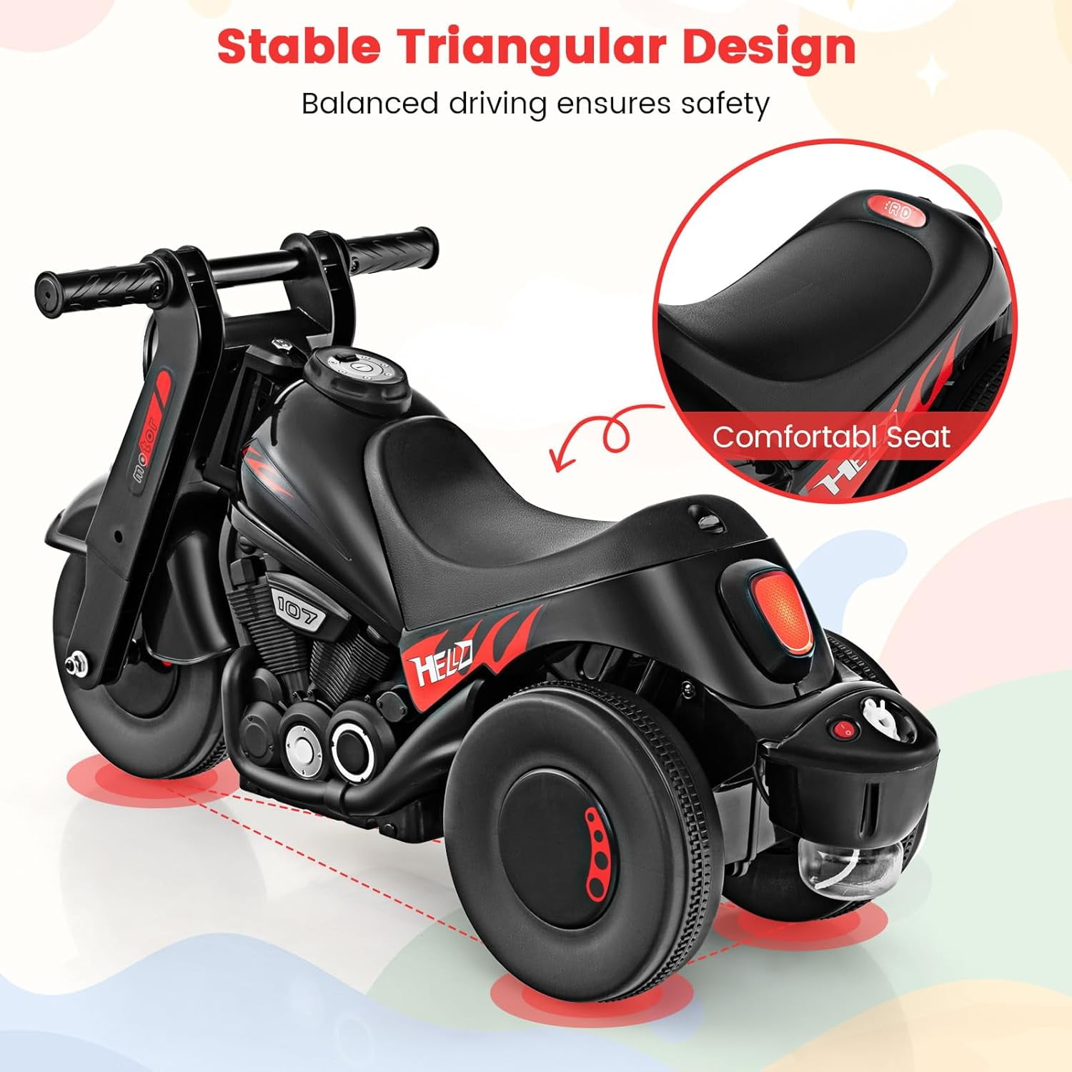 OLAKIDS Ride on Push Car, Foot-to-Floor Sliding Car for Toddlers Kids Motorcycle with Bubble Maker, Music, 3 Wheels Ride on Toys Gift for Boys Girls Aged 3-5 Years