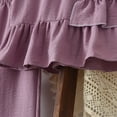 thumbnail image 4 of kpoplk Baby Girl Summer Clothes Outfit Cotton Linen Sleeveless Ruffle Shirt and Wide Leg Pants Toddler Girls Clothes Set Size 6-7 Years,Purple, 4 of 7