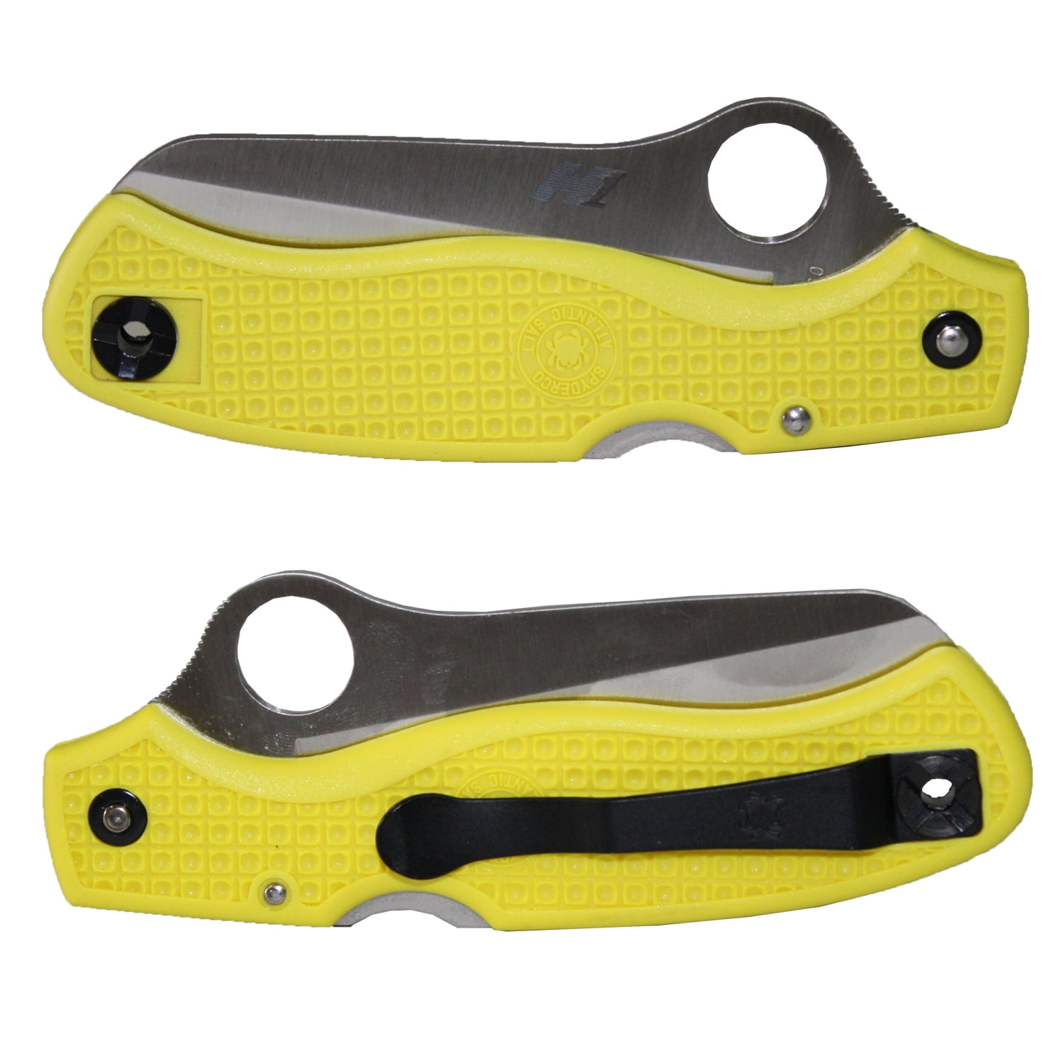Spyderco Atlantic Salt Folding Knife 3.69" H1 Serrated Rescue Blade, Yellow FRN Handles - C89SYL