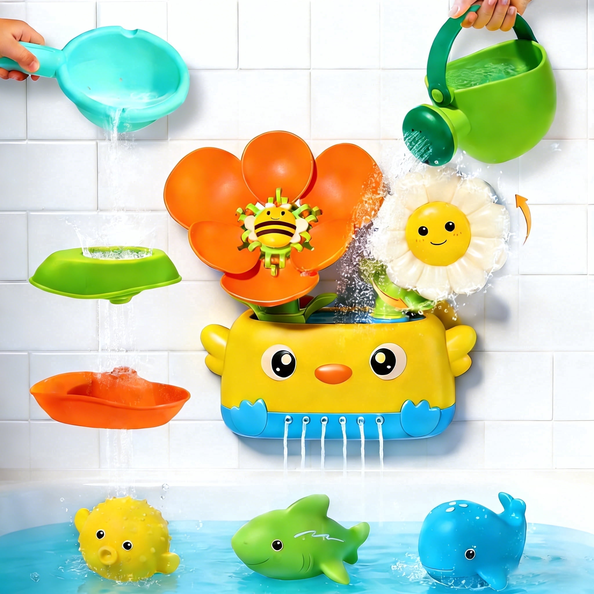 Infantino Sea Life Water Toys 8-Piece Bath Squirters Set with Sea