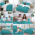 thumbnail image 5 of 3 Piece Teal Duvet Cover Set California King, Microfiber Comforter/Quilt Cover with Corner Ties and 2 Pillowcases, Turquoise Pure Teal All Season Soft Bedding with Zipper Closure, 5 of 8
