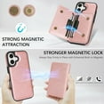 thumbnail image 3 of ELEHOLD Wallet Case for iPhone 16, Shockproof Magnetic Leather Case with Card Holders & Stand,Rosegold, 3 of 10