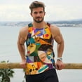 thumbnail image 6 of KLL Abstract Musical Faces Print Men's Muscle Gym Workout Stringer Tank Tops Bodybuilding Fitness T-Shirts Tank Tops Men-X-Large, 6 of 7
