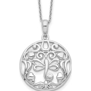 Sterling Silver Cz Lovebug 18In Butterfly Necklace Made In Thailand qsx459