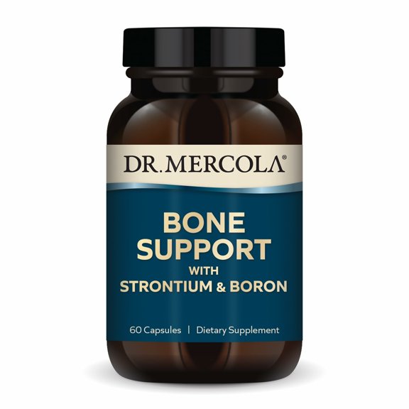 Dr. Mercola Bone Support with Strontium & Boron - Supports Bone Strength - Silica, Manganese & Trace Minerals - Non-GMO, Gluten-Free & Soy-Free - 60 Capsules (30 Servings)