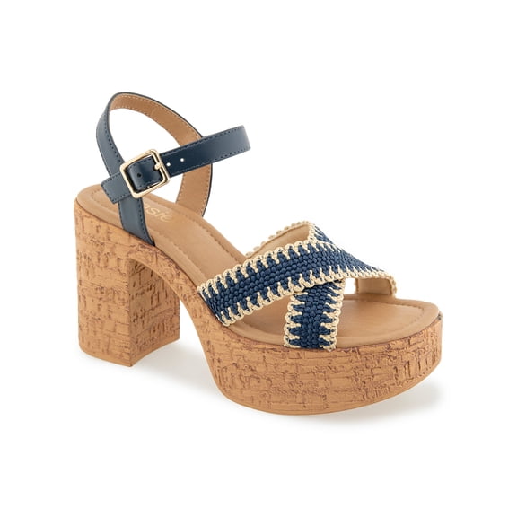 Kensie Women's Sanya Raffia Platform Heeled Sandal
