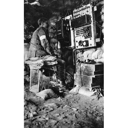 World War I Telephone Na Telephone Operator Receiving Reports From Artillery Observers And Transmitting Them To The Batteries From Inside A Dugout During World War I Photograph 1914-1918 Poster (Best Way To Print Photos From Phone)