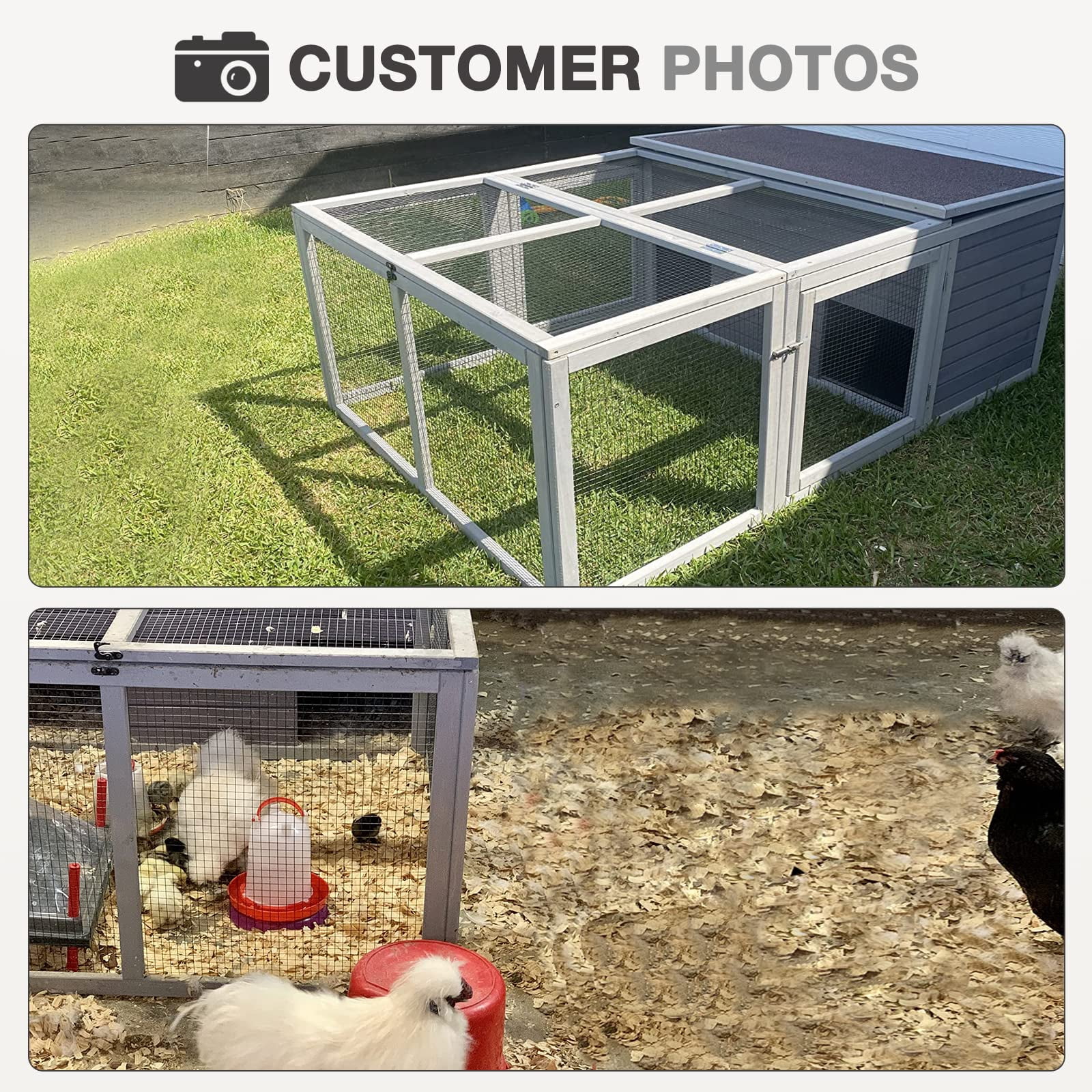 MEDEHOO Chicken Coop Large Wooden Rabbit Hutch Indoor Outdoor with 2 Living House ANG PVC Layer for Chicken, Hutch, Ducks