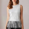 thumbnail image 2 of Women’s Sequin Fringe Top Sparkly Party Tank Top Tassel Trim, 2 of 2