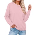 thumbnail image 4 of Womens Crew Neck Sweatshirts Long Sleeve Fall Casual Basic Pullover Loose Fit Top Sweatshirt Fashion Pink 2XL, 4 of 7