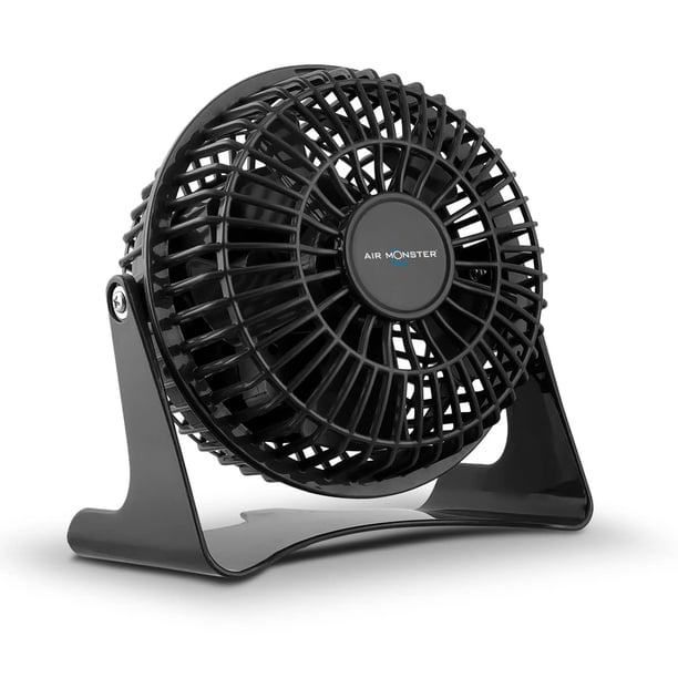 Air Monster Ventilador de escritorio personal silencioso de 4 pulgadas, ventilador personal, ventilador de mesa, ventilador de mesa, ventilador enchufable con 1 ajuste de velocidad, inclinación ajusta