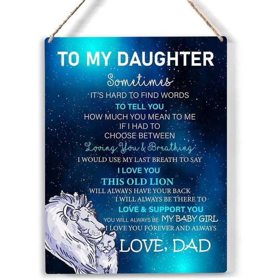 Daughter I Love You Wood Sign to My Daughter Lions Wooden Signs Rustic Hanging Plaque Home Wall Art 8x10 Daughter Sign Wall Decor for Home Bedroom