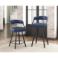 thumbnail image 3 of Pemberly Row Metal & Faux Leather Set of 2 Swivel Pub Height Chair in Blue, 3 of 8