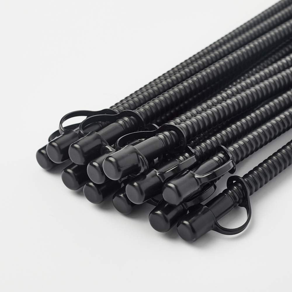 Corrugated Reusable Drinking Straws with Caps (Black, 11 in.) [12 Pack