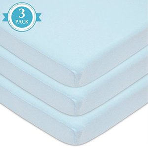 TL Care Jersey Knit Cradle Sheets, 3 Pack Blue