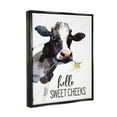 thumbnail image 2 of Stupell Industries Hello Sweet Cheeks Country Cow Cattle Holding Flower Graphic Art Jet Black Floating Framed Canvas Print Wall Art, Design by Lettered and Lined, 2 of 5