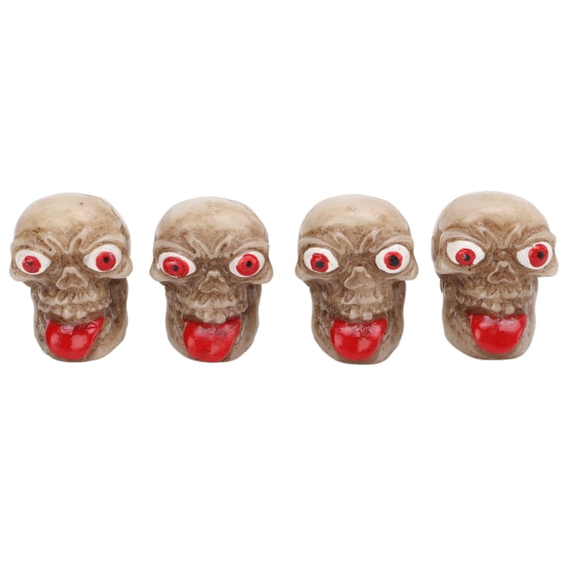 Juego de 4 tapas de válvula de neumático estilo calavera a prueba de polvo universal para coches, bicicletas, SUV, camiones, motocicletas, color rojo