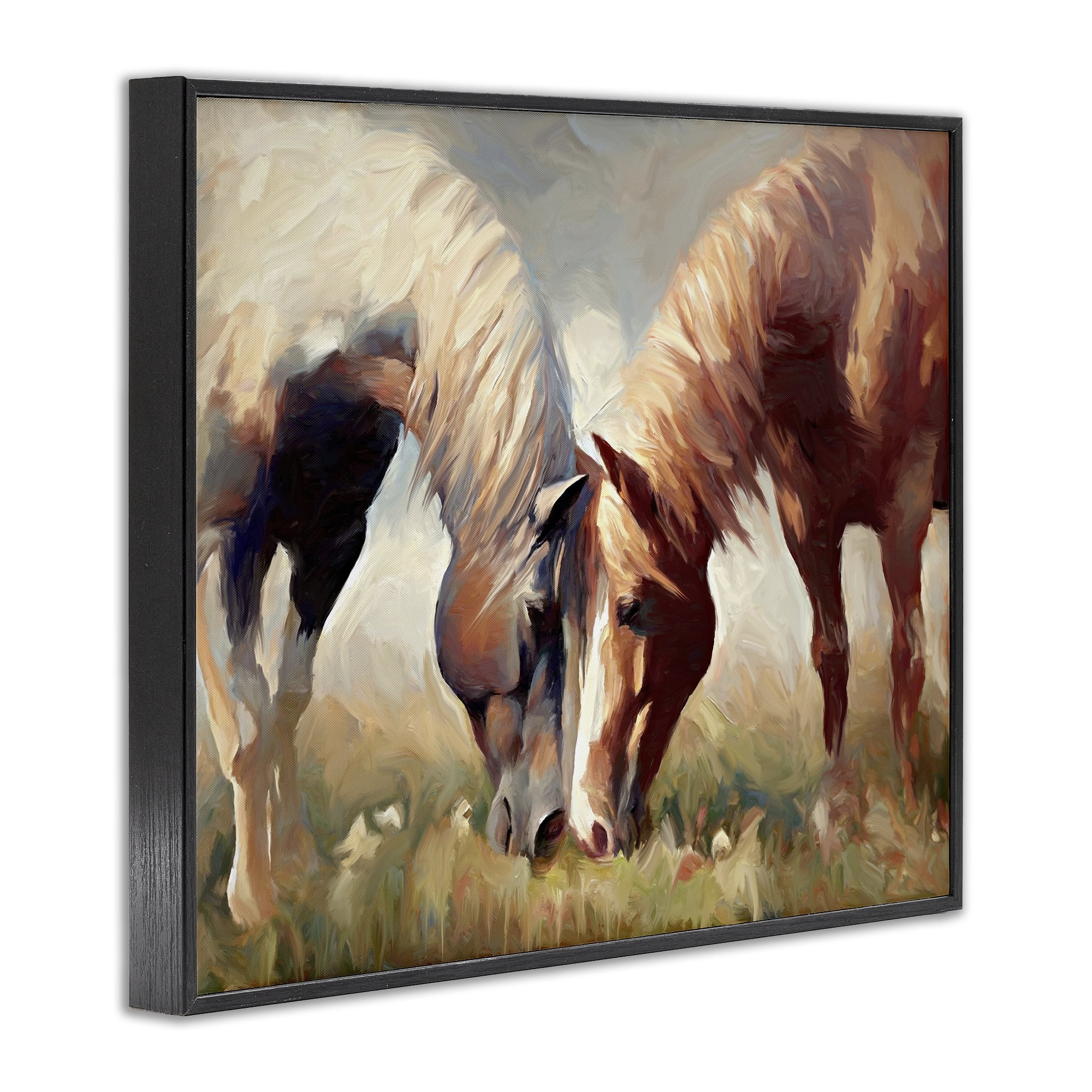 Stupell Industries Horses Touching Noses Animals & Insects Painting Black Framed Art Print Wall Art, 30 x 24