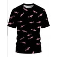 thumbnail image 2 of Men's T-shirt with pink shark design printed on a black background with a 3D full-body print, perfect for everyday wear and outdoor activities, 2 of 6