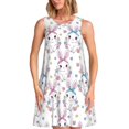 thumbnail image 1 of Bixox Robe Sans Manches à Imprimé Lapin Mignon pour Femmes avec Poches, Robe Décontractée Longueur Genou pour l'Été-TG, 1 of 7