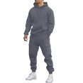 thumbnail image 2 of MLQIDK Mens Workout Gym Track Suits Big and Tall Fleece Hoodie and Sweatpants 2 Piece Set Athletic Winter Casual Sweatsuits Jogging Suit Lounge Outfit Purple S, 2 of 5