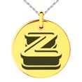 thumbnail image 1 of Stainless Steel Letter Z Initial 3D Monogram Engraved Small Medallion Circle Charm Pendant Necklace, 1 of 1