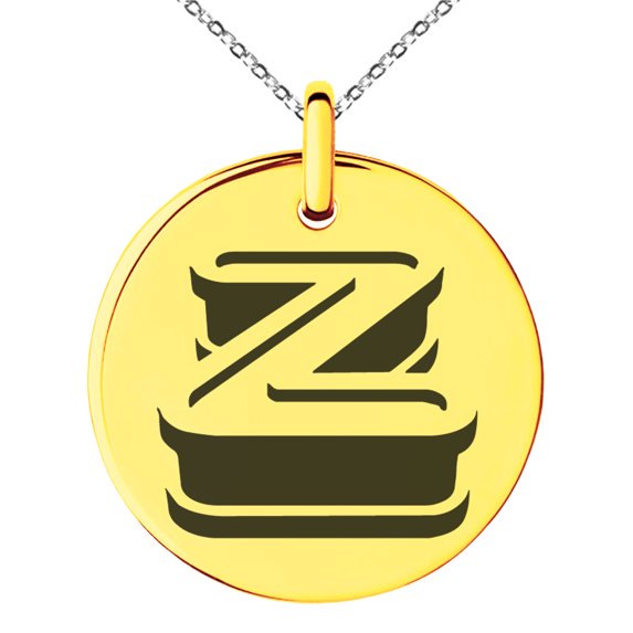 Stainless Steel Letter Z Initial 3D Monogram Engraved Small Medallion Circle Charm Pendant Necklace