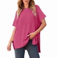 thumbnail image 2 of hotojiny Womens Oversized Tshirts Crew Neck Short Sleeve Summer Tops Casual Loose Fit Tunic Tee Shirts Streetwear S-3XL, 2 of 7