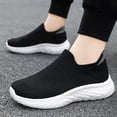 thumbnail image 7 of HTHLVMD Men's Knit Mesh Slip-Ons, No-Lace Comfort Sneakers, Lightweight Walking Shoes, Women's Walking Shoes Slip On Sneakers Comfort Lightweight Non Slip Workout Gym Nurse Shoes, Black 7, 7 of 7