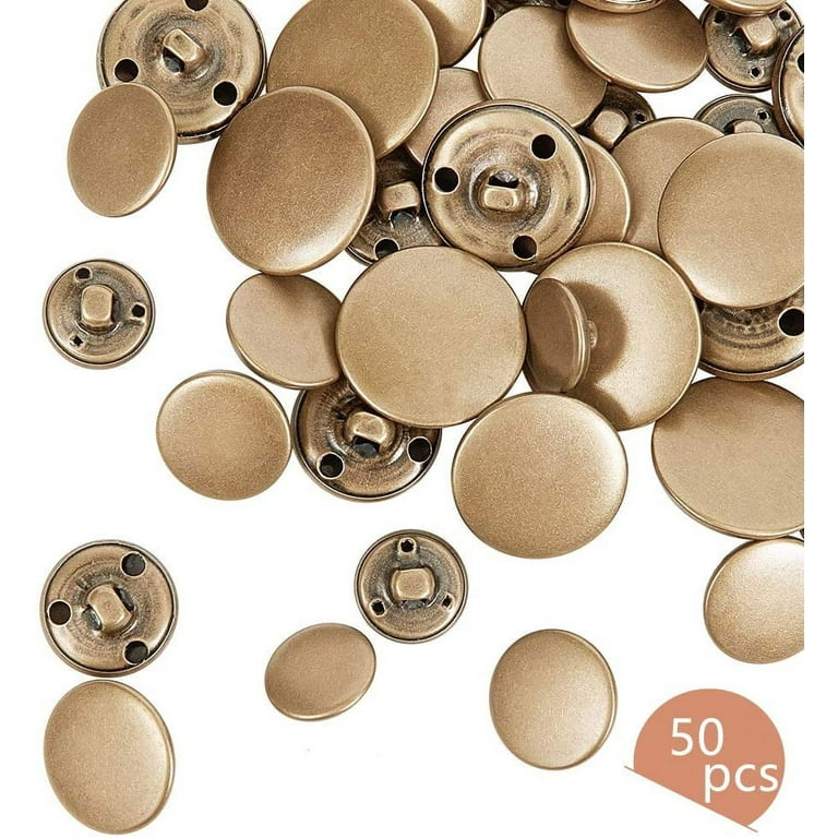 50pcs Metal Blazer Button Set Brass Vintage Shank Buttons 15mm 18mm 20mm  23mm 25mm for Blazer Suits Coat Uniform and Jacket - Antique Bronze 