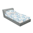 thumbnail image 2 of Nautical Fitted Sheet & Pillow Sham Set, Simplistic Style Minimalist Fishes Corals Underwater Art on Plain Back, Decorative Printed 2 Piece Bedding Decor, Twin, Dark Turquoise Salmon, by Ambesonne, 2 of 2