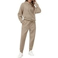 thumbnail image 6 of 2 Piece Tracksuit Women Solid French Terry Fleece Pullover Hoodie With Kangaroo Pocket Jogger Sweatpants Casual Lounge Matching Outfit Camel S, 6 of 6